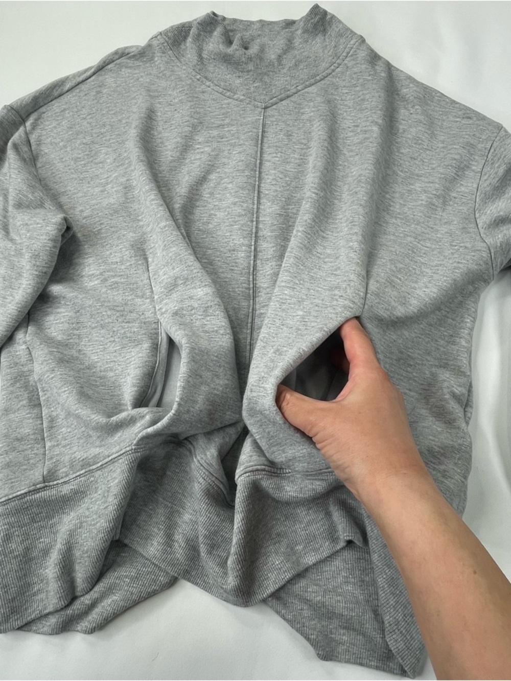 Athleta Apollo Sweater Gray Pockets Small Mockneck Preppy Lounge - Picture 7 of 11